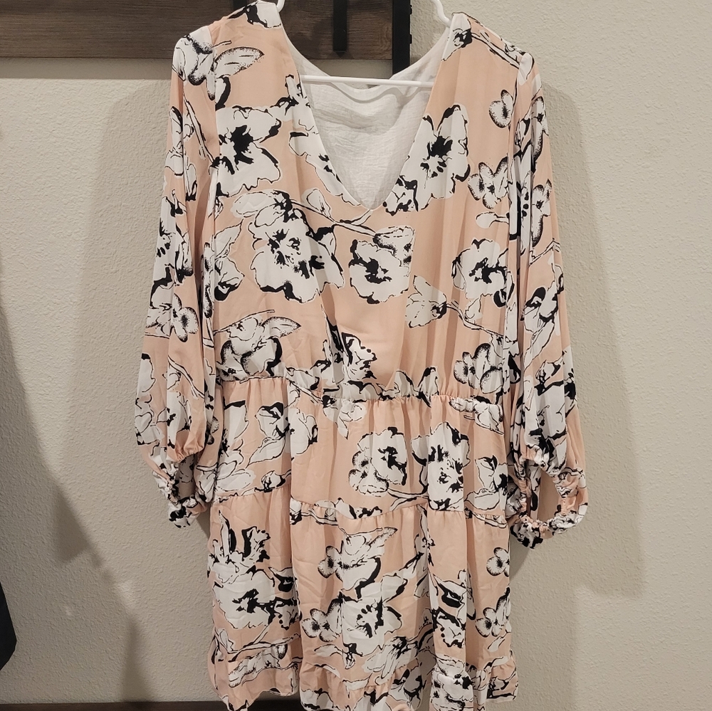 Pink and white floral dress